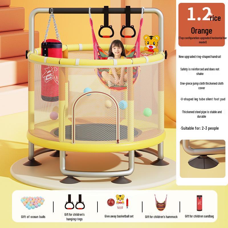 Children's Indoor Trampoline & Swing Set with Anti-Tip Safety Bar