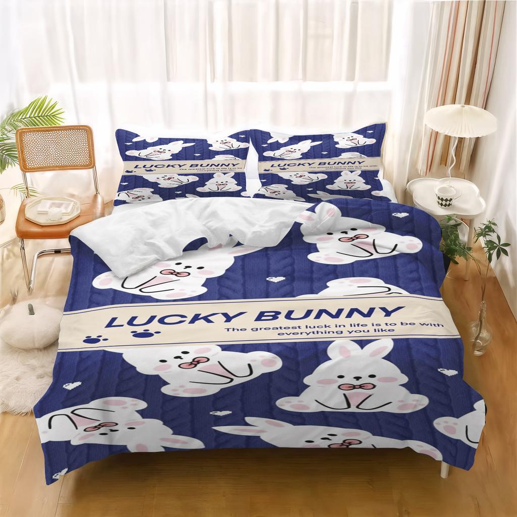 Cartoon Rabbit Duvet Cover Anime Luxury Bedding Set Children Grade A Printed Queen Size Home Modern