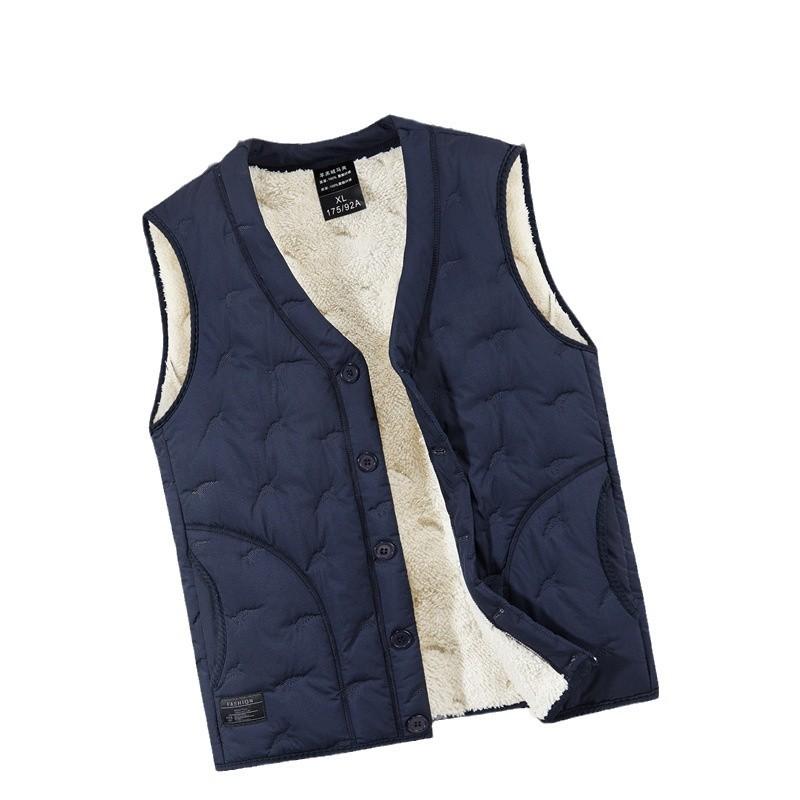 Fashion Waistcoat Men's Autumn and Winter Padded Thickened Cotton Jacket Warm Vest Shoulders Windproof Waterproof Cotton Horse Jacket