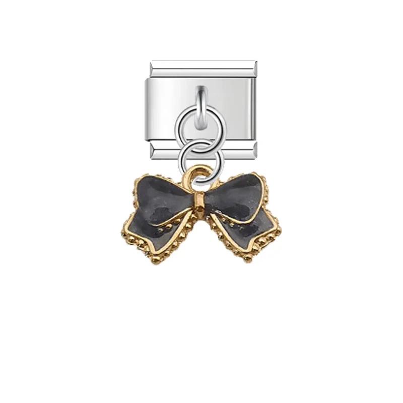 NEW Popular Bow Anchor Pendant Elastic Charm Italian Links Fit 9mm Modular Bracelet Making DIY Jewelry Bulk