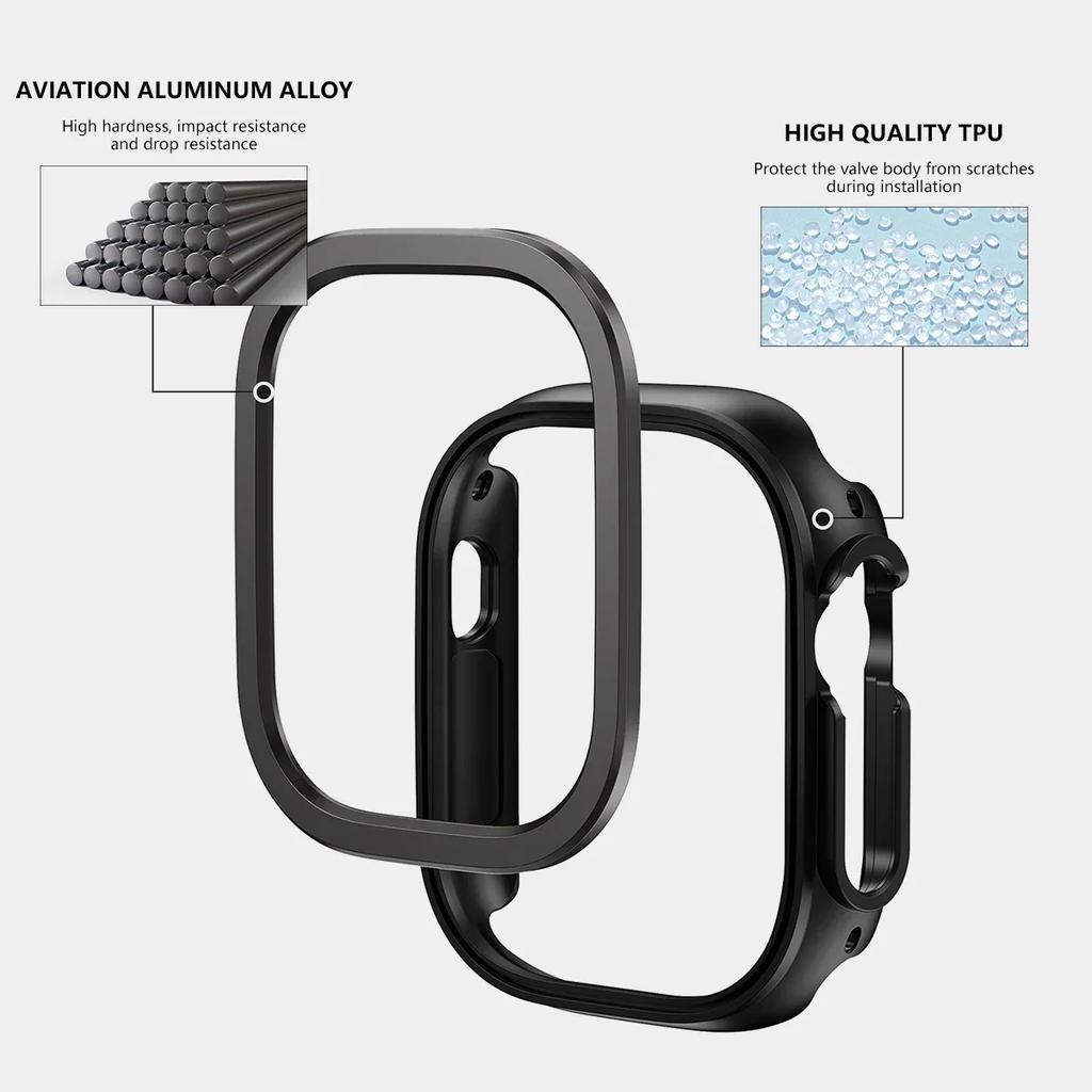Lega di Alluminio Metallo + Custodia in TPU Per Apple Watch Ultra 1/2/3 49mm Telaio Paraurti Scocca Protettiva per Apple Watch Serie 11 10 9 8 7 6 5 46mm 42 45 41mm