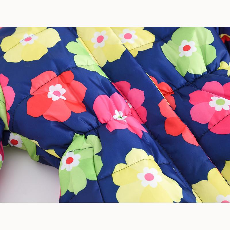 Autumn and Winter Children's Cotton Jacket Boys and Girls Fashion Printing Cartoon Big Boy Long Section Hair Collar Hooded Cotton Coat Jacket