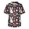 Men's Short Sleeve V-Neck Easter Egg Print Chest Pocket Care Top