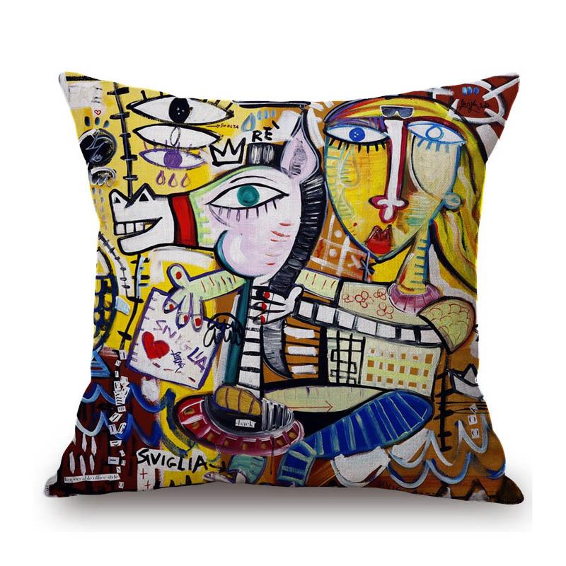 Modern Cubism Abstract Art Home Decoration Charater Realism Cotton Linen Sofa Throw Pillow Case Elegant Cushion Cover