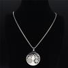 Yoga Flower of Life Buddhist Amulet Necklace Stainless Steel Spiritual Medal Tree  of Life Necklace Jewelry Fleur De Vie N3091
