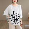 Short sleeve Oversized cotton vintage character Casual loose t shirt tops Women summer t-shirt