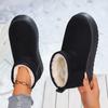 Winter Thick Bottom Fleece Lined Large Head Snow Boots Bread Cotton Shoes Over Ankle Rubber Sole Adult Pure Color Booties