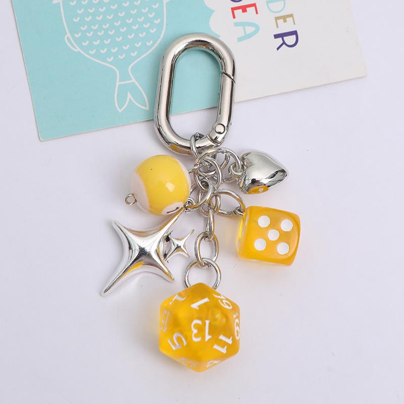 Dice Keychain Creative Star Manger Punk Style Keyrings for Women Bag Hanging Ornaments Accessories