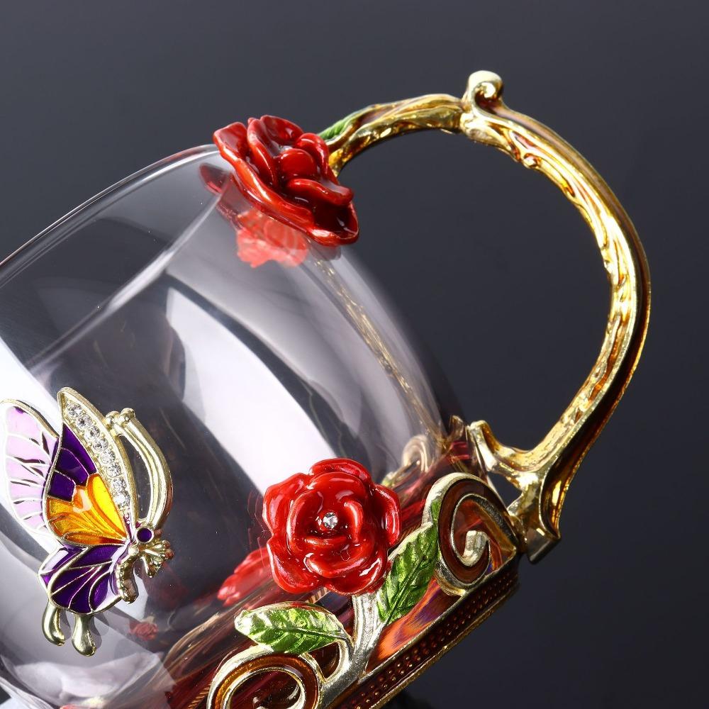 Heat-Resistant Coffee Cup Glass Tea Mug Teaware Enamel Flower Tea Cup  Gift