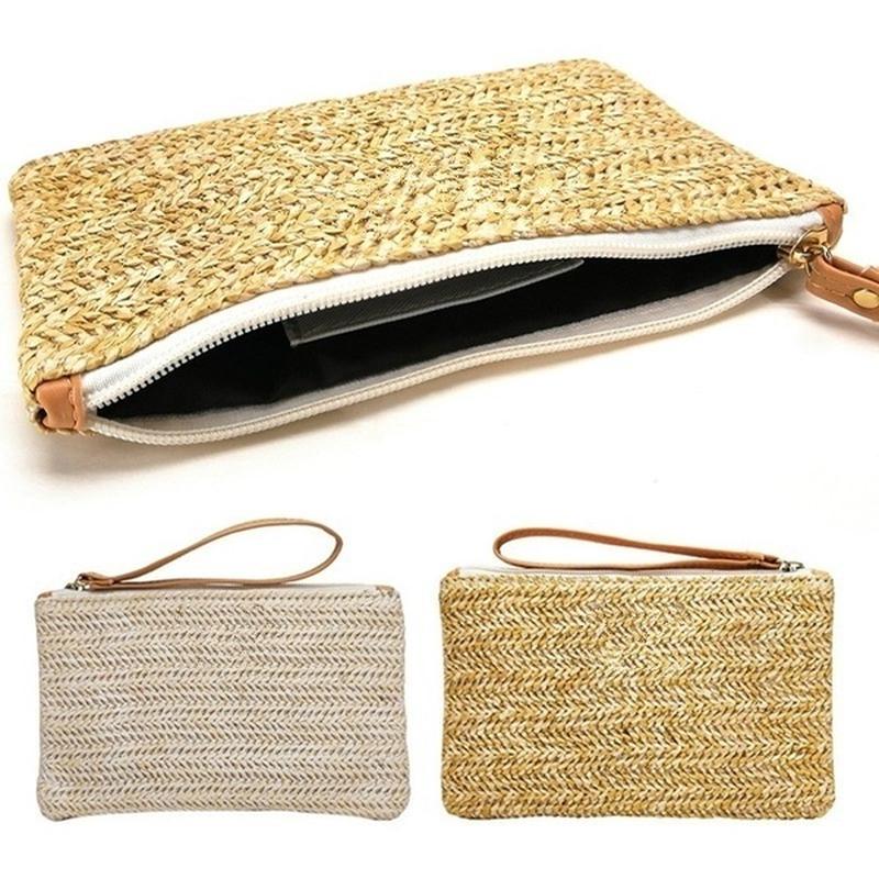 

Летняя пляжная сумка в стиле бохо ручной работы из ротанга, плетеная соломенная сумка, женский кошелек-мессенджер
