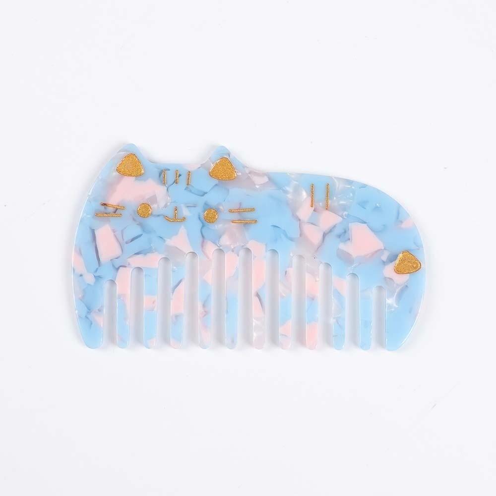 Portable Cat Acetic Acid Comb Acetate Cartoon Makeup Comb Contrast Color Hair Styling Tool Hairdressing Combs Household