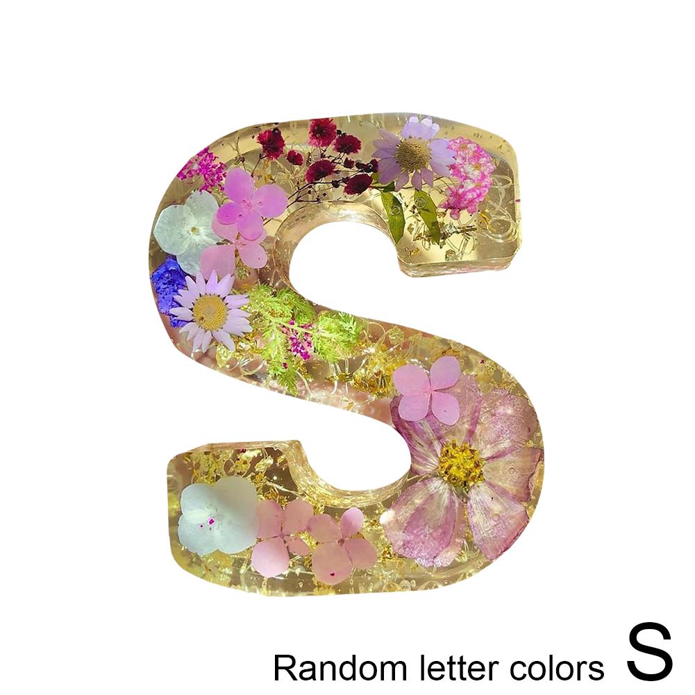 Floral Letter Night Light Alphabet Letter LED Lights Luminous Number Lamp Decorative Resin Lamp With Initial Letter & Dry Flower