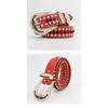 Meimeier Women's rhinestone embellished pin buckle three-piece set: denim belt, luxury red fashion wide waist belt