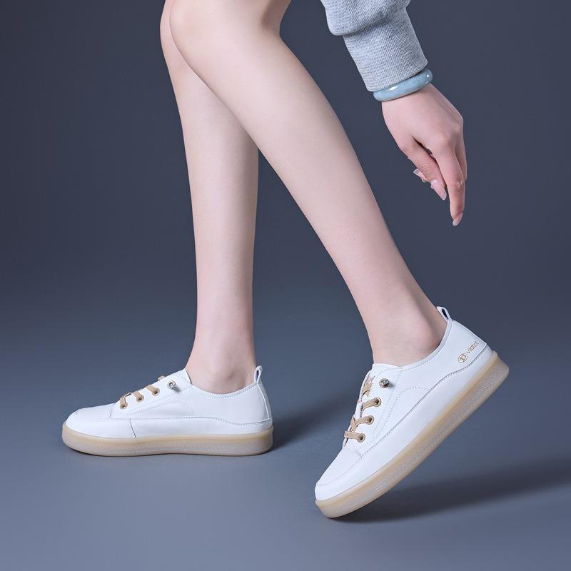 Casual White Shoes Loafers Leather Flat Single Shoes