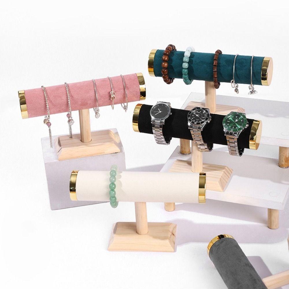 T-bar Jewelry Rack Holder Wooden Jewelry Storage Stand Fashion Bracelet Display Stand  Woman Girls