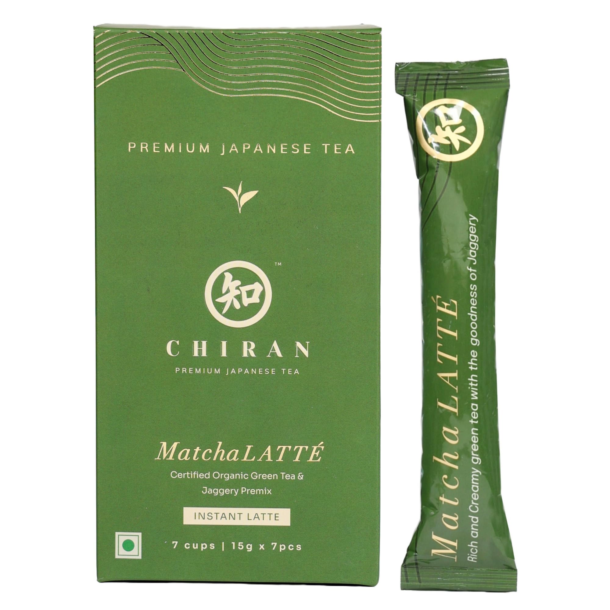 CHIRAN Instant Matcha Latte - Iced Latte Premix from Japan | 7 x 15g Sachets | Authentic Matcha Green Tea Blend with Real Milk Powder, Sugar & Ja