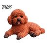 Dog Figurine Decor Realistic Teddy Statue, Desktop Small Pet Model, Cute Laying Sculpture Elegant Poodle Model for Car Dashboard, Desk, Shelf, Living