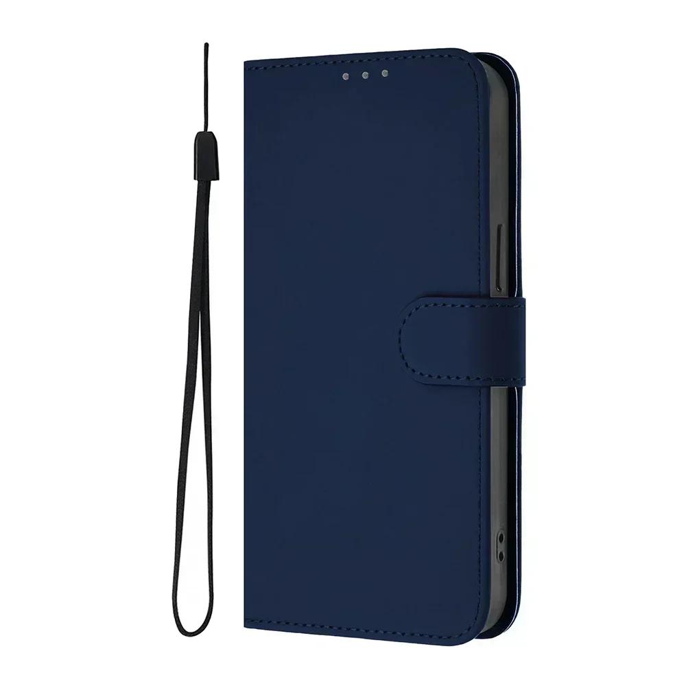 Solid Color Wallet Case for Tecno Pova 6 5 Neo 3 Spark 10 9 Pro 10C 9T 8C Shockproof Kickstand Card Slot Strap Phone Cover