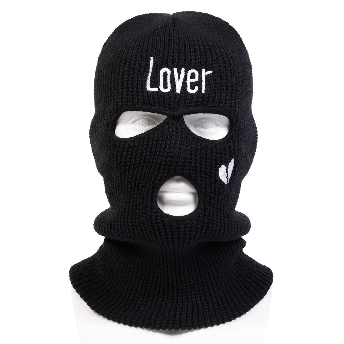 

Унисекс LOVER Вышивка Разбитая любовь Балаклава Зимняя теплая шапка от холода Ветрозащитные вязаные шапки Весна Осень Спорт на открытом воздухе Путешествия для женщин мужчин чёрный