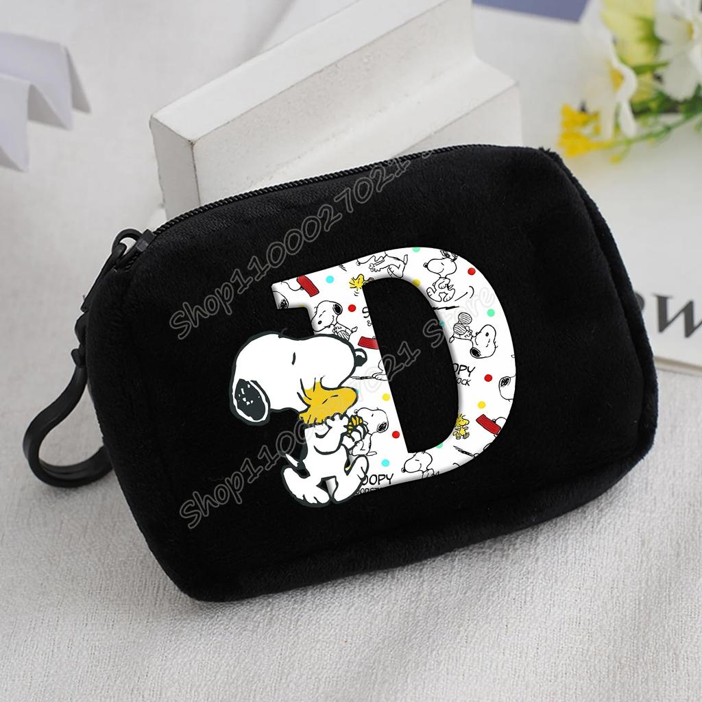 Snoopy Coin Purse Kawaii Cartoon Mini Wallet Man Woman Zipper Purse Fashion Anime Black Money Card Storage Bags Birthday Gift