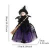 Conical Base Witch Decoration Spooky Halloween Witch Doll with Broom Gauze Skirt Small Figurine for Home Decor Parties Carnivals