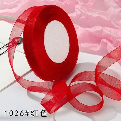 15mm 50yards/roll organza ribbons gift wedding Party Christmas decoration wrapping lace Handmade DIY Fabric White chiffon Ribbon