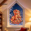 Holiday Window Art 2027 Russian New Year Flame Goat Static Glass Sticker, PVC Zodiac Sheep Cling, Red and Gold Home Decorations Stickers for