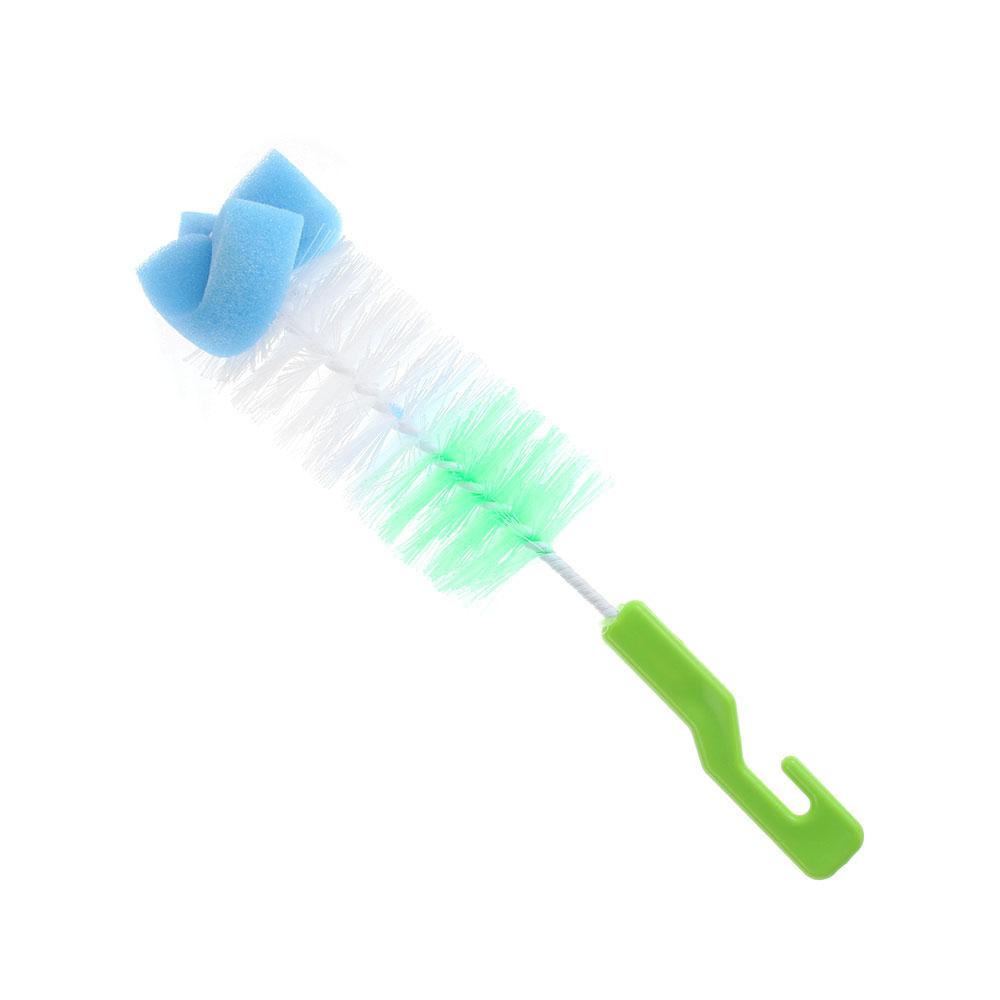 2PCS Home 360-degree Spout Cup Clean Sponge Baby Nipple Bottle Brush Rotating