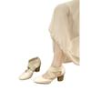 High heels women's retro Mary Jane shoes thick heel square head cross strap gentle matching skirt versatile single shoes beige