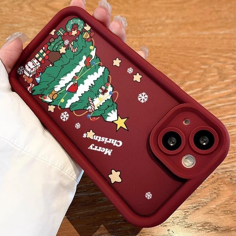 Happy Christmas tree for Apple 16 mobile phone case 15promax niche 12iPhone14 festive 13 anti-drop 11
