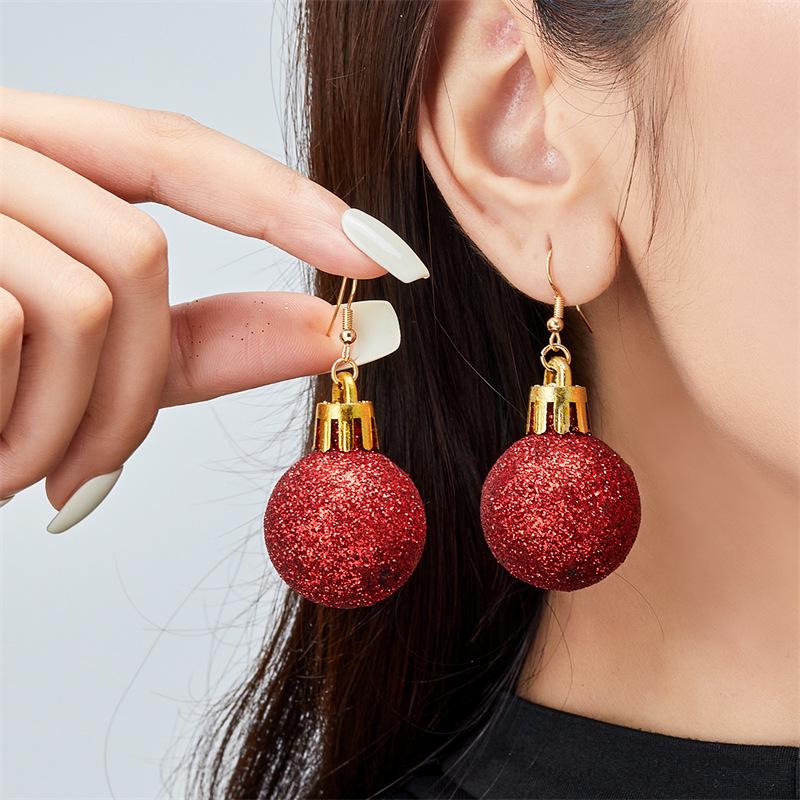 Geometric Sphere Christmas Light Bulb Earrings: Colorful Dangle Ear Hooks for Women