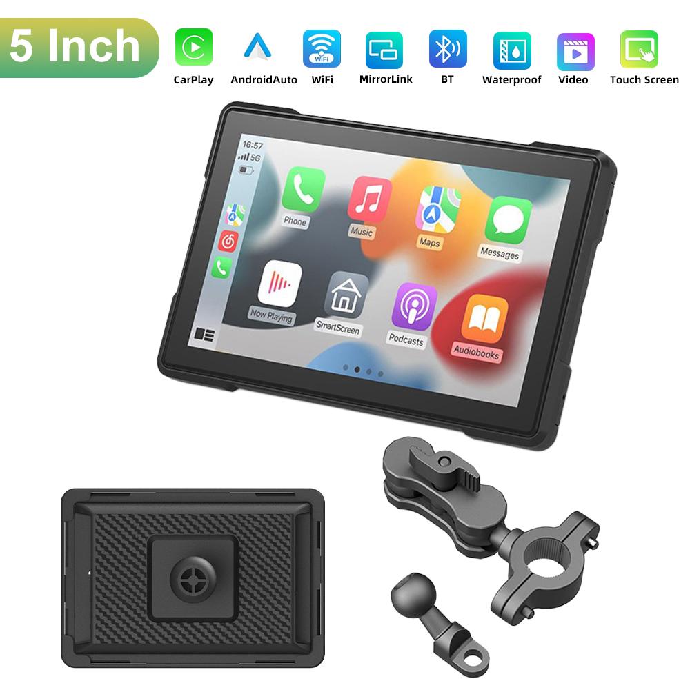 

Навігація для мотоциклів GPS-навігатор Бездротовий CarPlay Apple Android Auto Передня задня подвійна камера Запис Водонепроникний екран IPX7