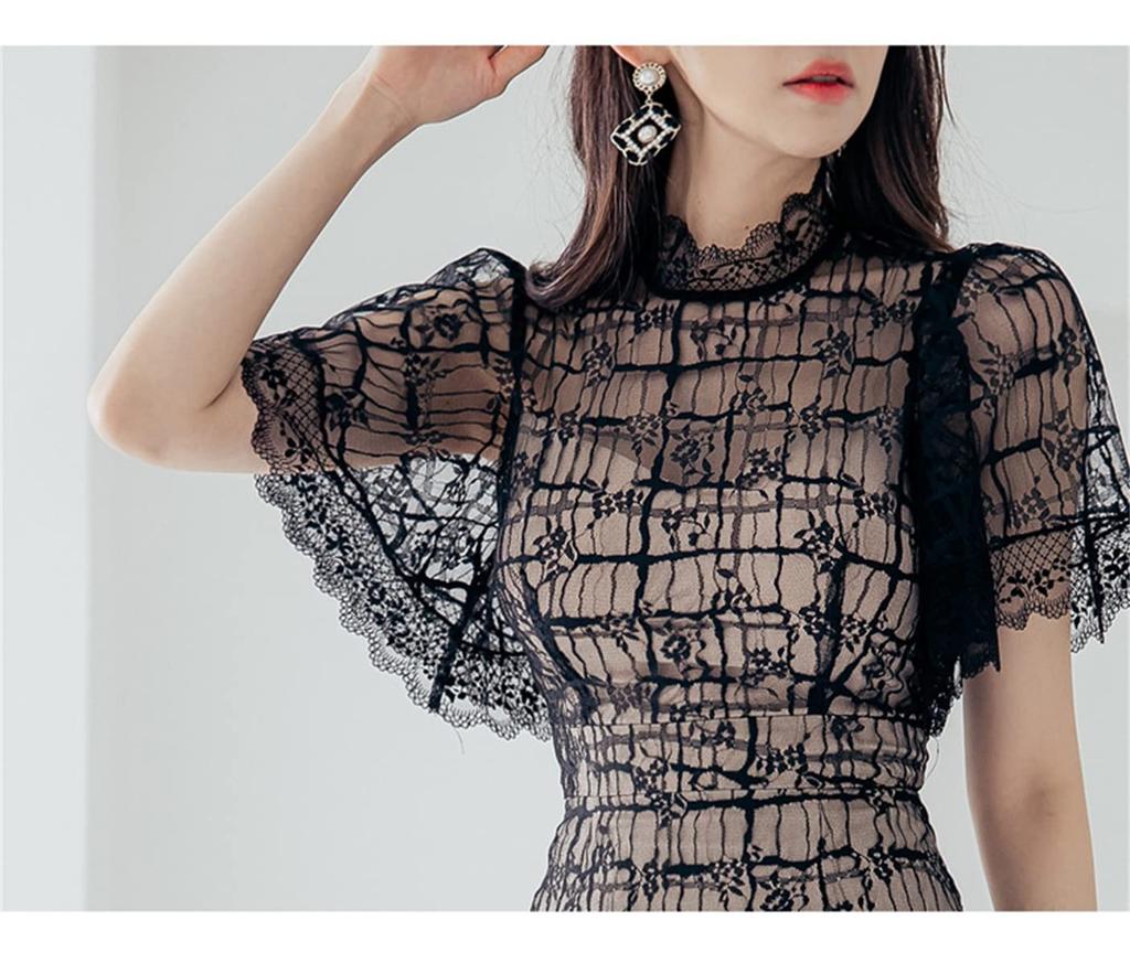 YUANYUAN Party Club Cocktail Summer Tight Short Glue Midi Mini Cabaret Sizes Women's Dress, Dress, Cache-Coeur Dress, Dress, Lace, Shirley, Sheer,