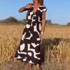 Elegant Women's V-neck Loose Waist Dress Summer Fashion Long Dresses