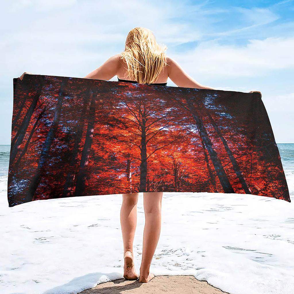 Forest Pattern Printing Series Seaside Vacation Beach Towel Swimming Bath Towel Sports Towel