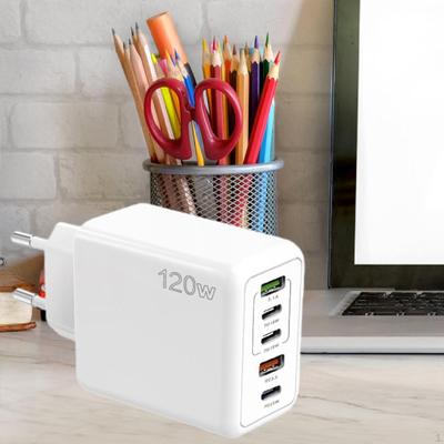 USB C Charging Power Adapter Compact 120W for Multiple Devices Smartphone White