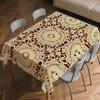 One Long Rectangular Tablecloth with a Complex Lace Floral Design, Creating a Cozy Dining Atmospherezyc