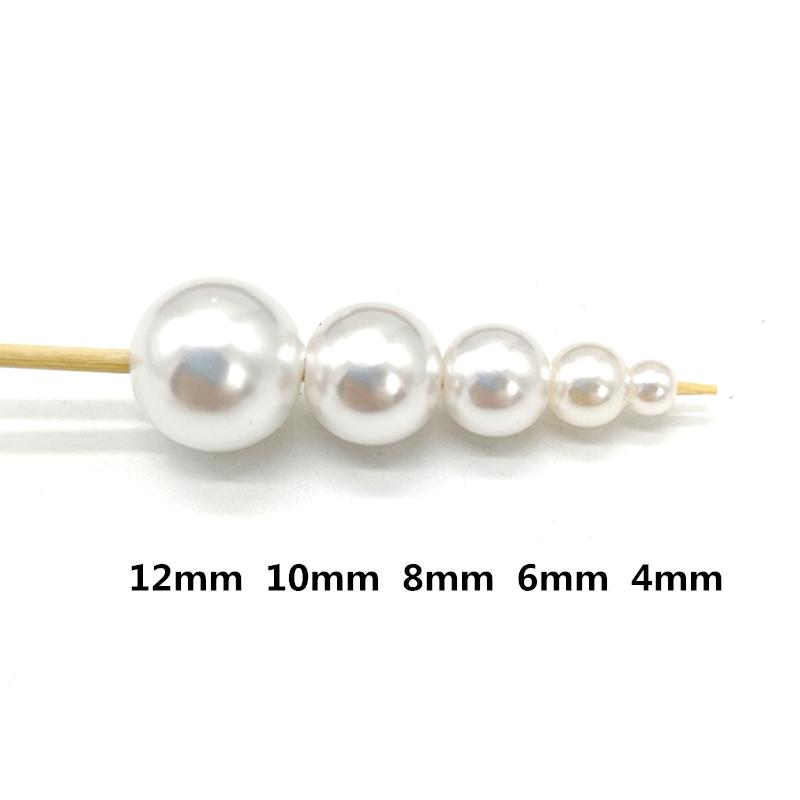 4-12mm Rund ABS Günstige Form Imitation Perlen Weiße Perlen Handgemacht DIY Armband Schmuck Zubehör Herstellung Großhandel