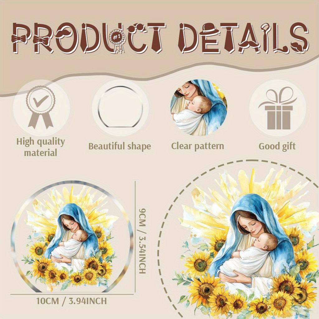 1pc Virgin Mary and Young Jesus Acrylic Decorative Sign - Serene Religious Art with Garland, Perfect for Home, Office Desk, Holiday Gift