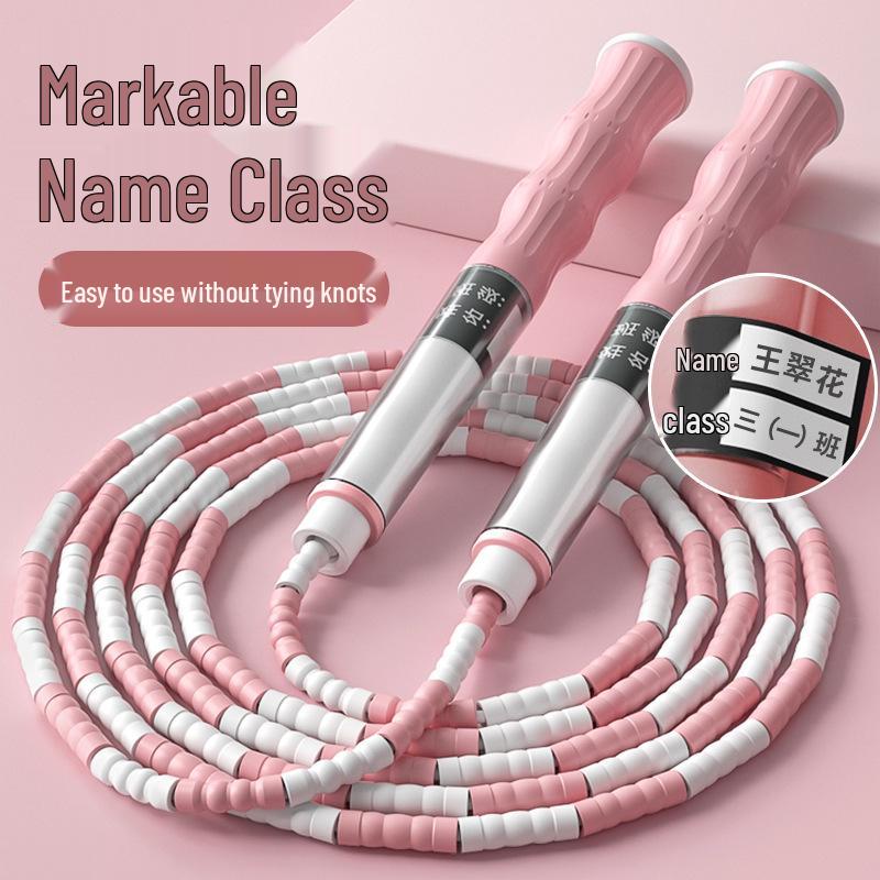 Kids' Adjustable Knotless Bamboo Bead Jump Rope for Beginners