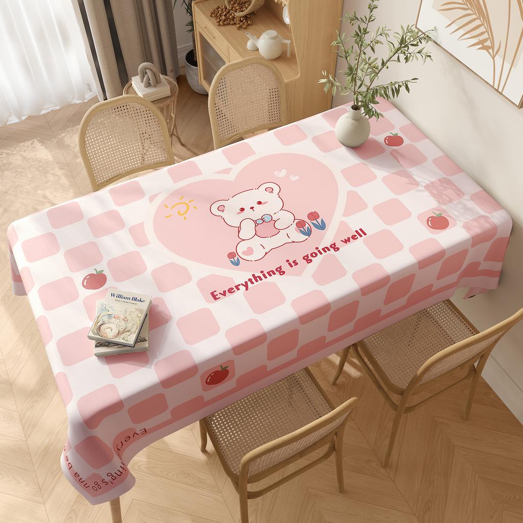 Masa Örtüsü Su Geçirmez ve Yağ Geçirmez Kalıcı PVC Yemek Masası Masa Örtüsü Küçük Taze Çizgi Film Masa Örtüsü Dikdörtgen Sehpa Masa Örtüsü