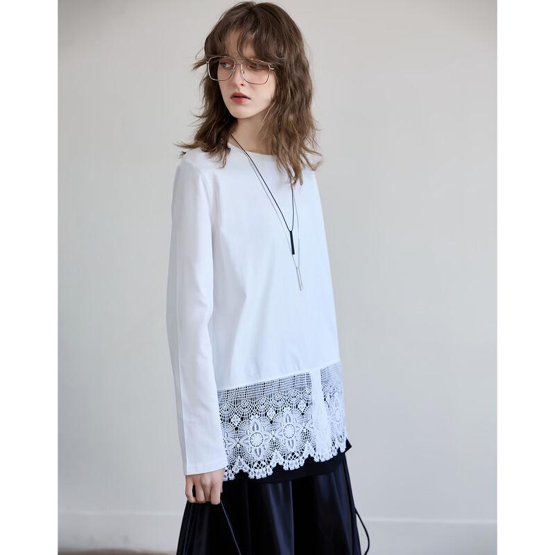 Demana Women's Cotton Lace Spliced T-Shirt