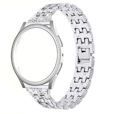 Bracelet + Coque avec Verre Intégré pour Samsung Galaxy Watch 4 44mm, Argent