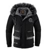 Men's Black Hooded Puffer Coat with Fur Trim