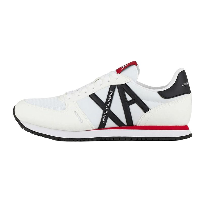 Armani Exchange Nylon Lace-Up Versatile Flat Low-Top Casual Shoes Men Sneakers White Black Red XUX017XCC681K488