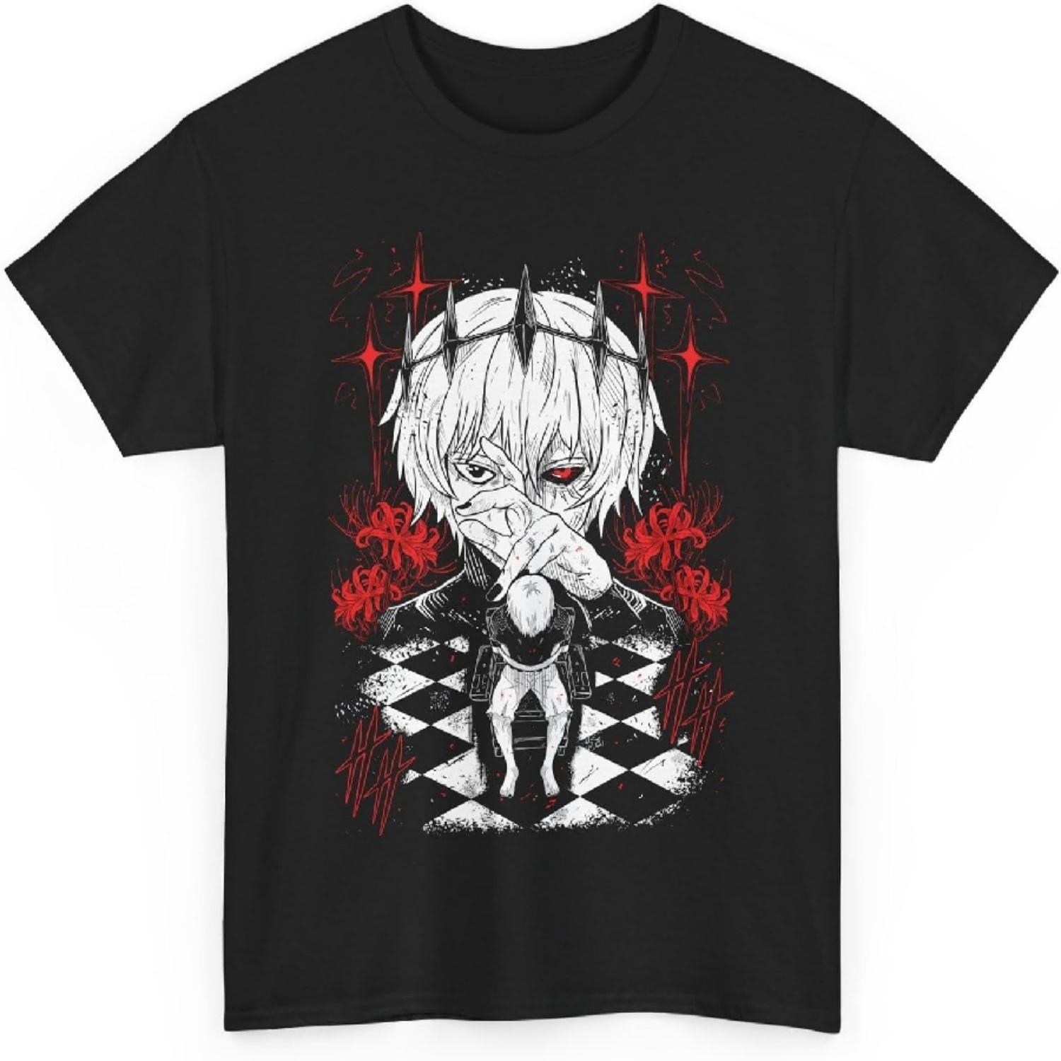 

Tokyo Anime Ghoul T Shirt, Ken Kaneki Shirt Bold Masked Character Striking Monochrome Dark Fantasy Aesthetic Unisex T-Shirt XXXXXL чорний