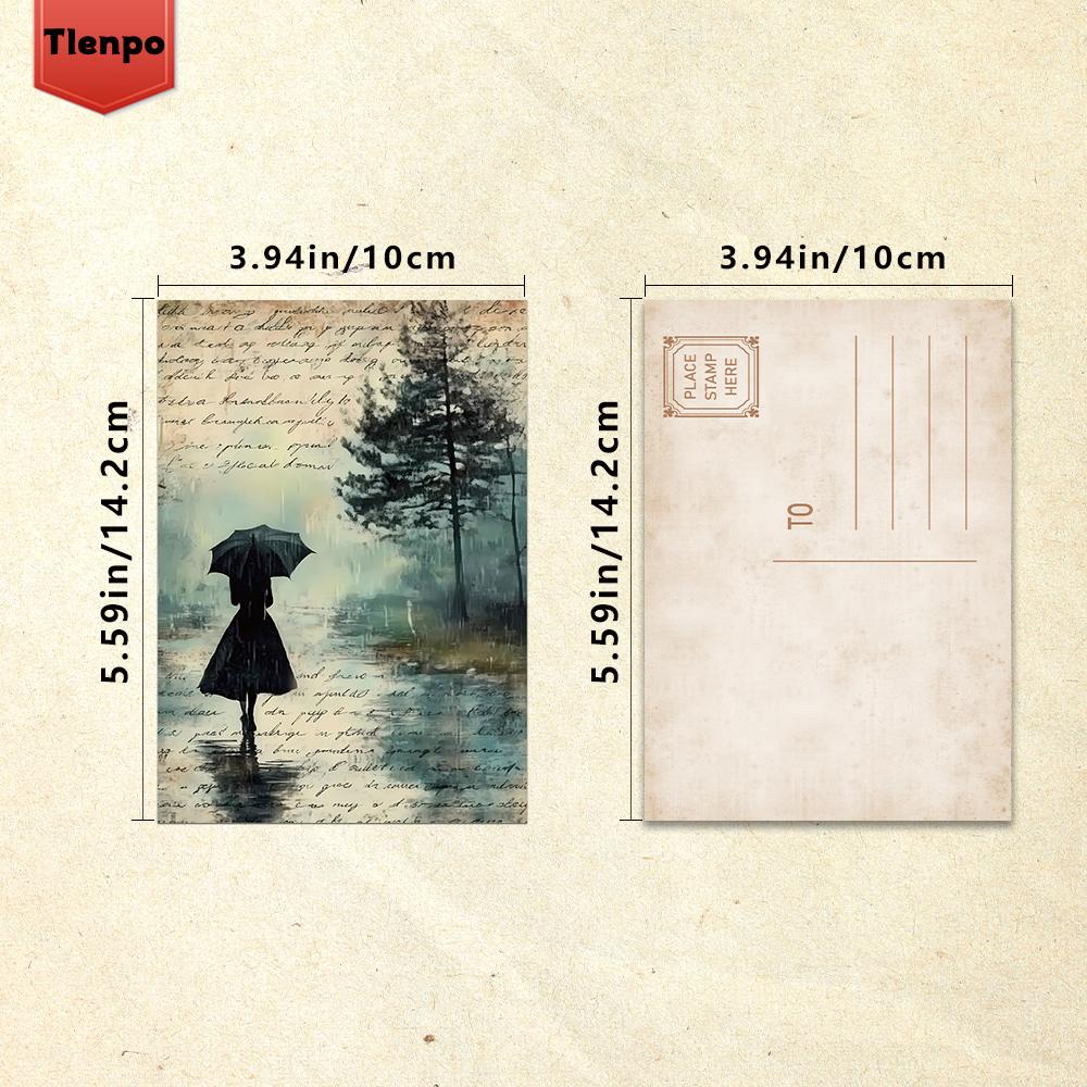32 Stück, Spaziergang an einem Regentag, Postkarten sammeln, Wandaufkleber, Postkarten zum Versenden, Grußkarten, DIY-Postkarten, Souvenirpostkarten, Dekora