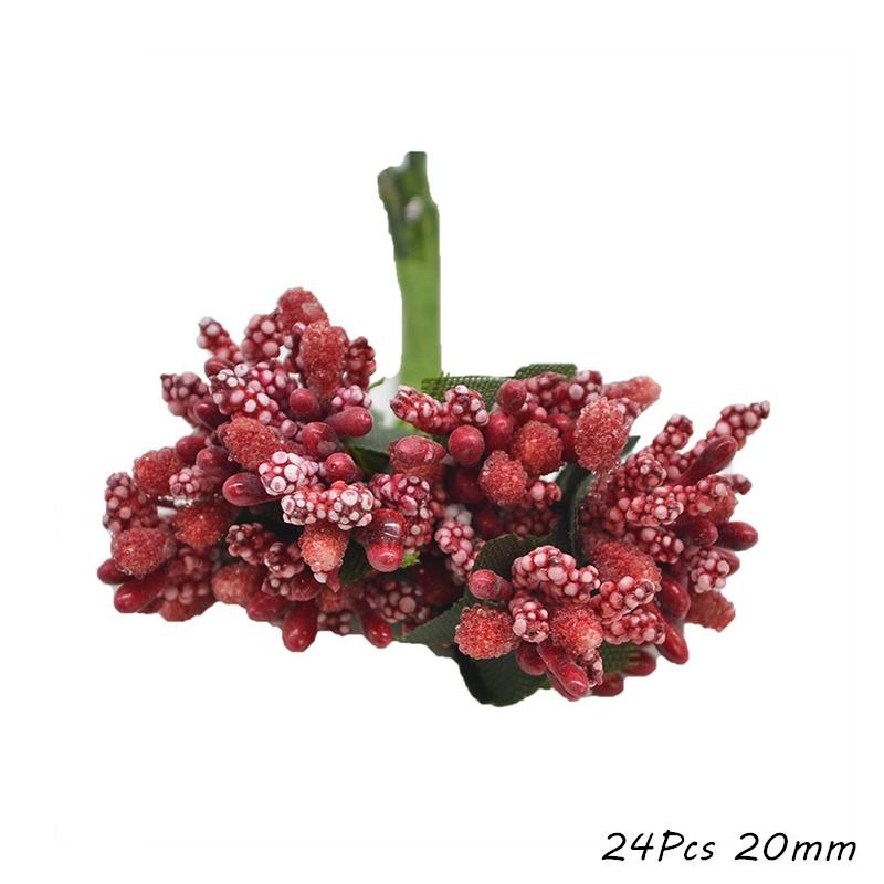 Red Theme Artificial Flower Cherry Stamen Berries Bundle DIY Christmas Decoration Wedding Cake Gift Box Wreaths Xmas Decor
