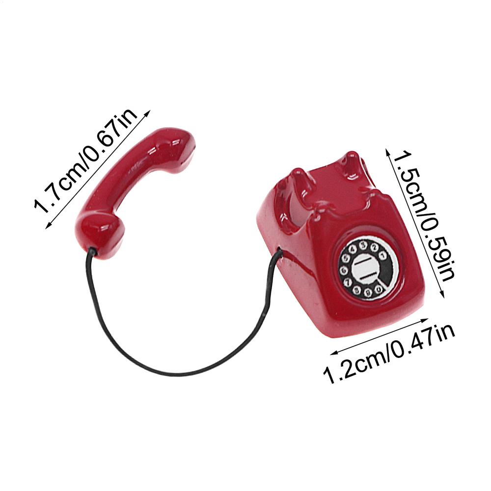 1 Piece of Miniature Play Scene Model Mini Telephone Model Alloy Retro Rotating Phone Doll House Furniture Toys Desktop Ornament