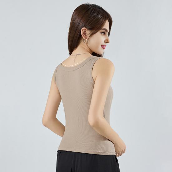 Women Sleeveless Camisole Top Wide Strap Tank Top with Built-in Padded Bra Summer Casual